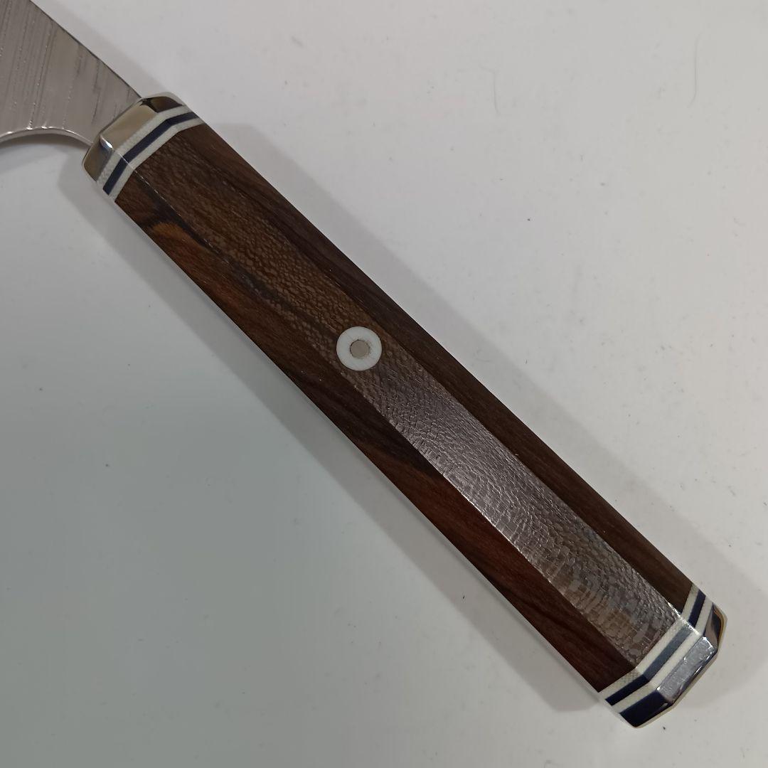 鬼反り切付型 V金10号 9層ダマスカス鋼 筋引 包丁 22cm 黒檀八角柄