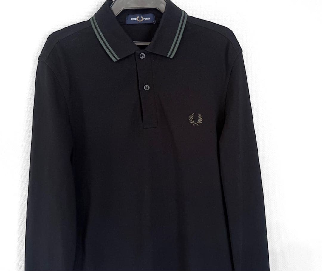 極美品　FRED PERRY 現行モデル　長袖ポロシャツ　ブラック　定価約2万円