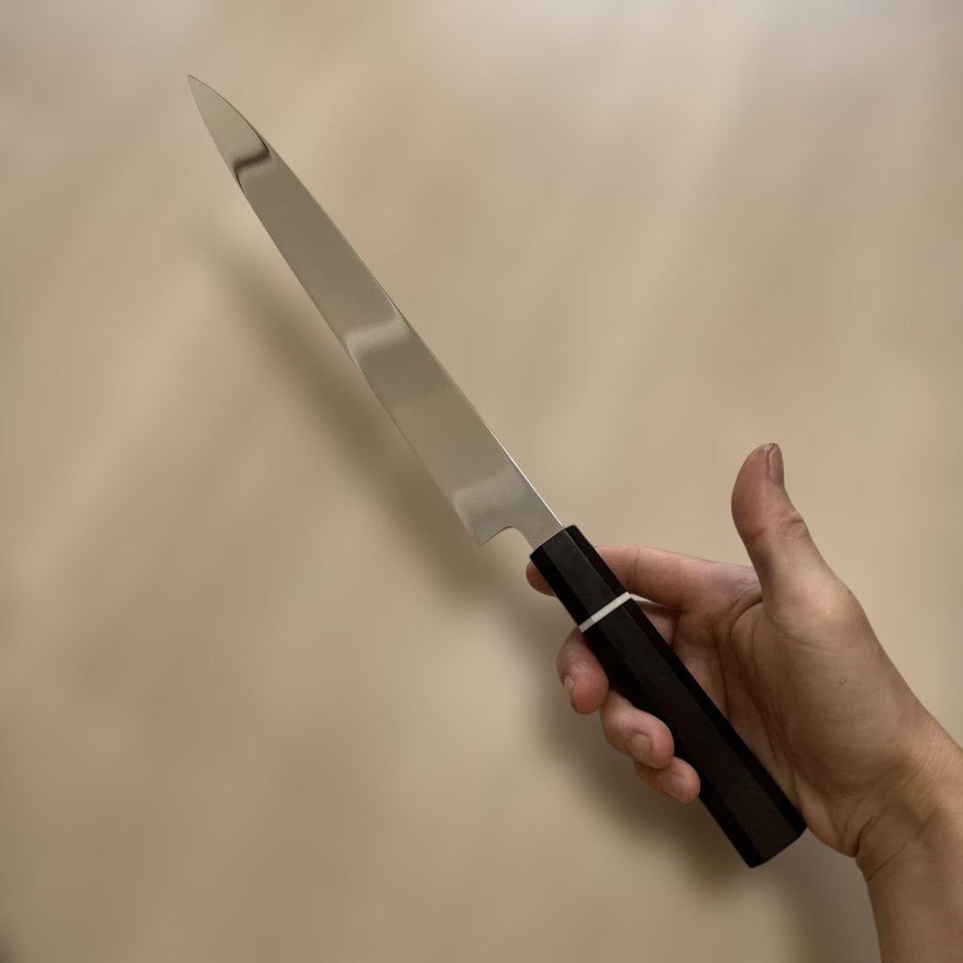 270mm柳刃包丁 鏡面　黒檀水牛八角柄 全鋼 和包丁•