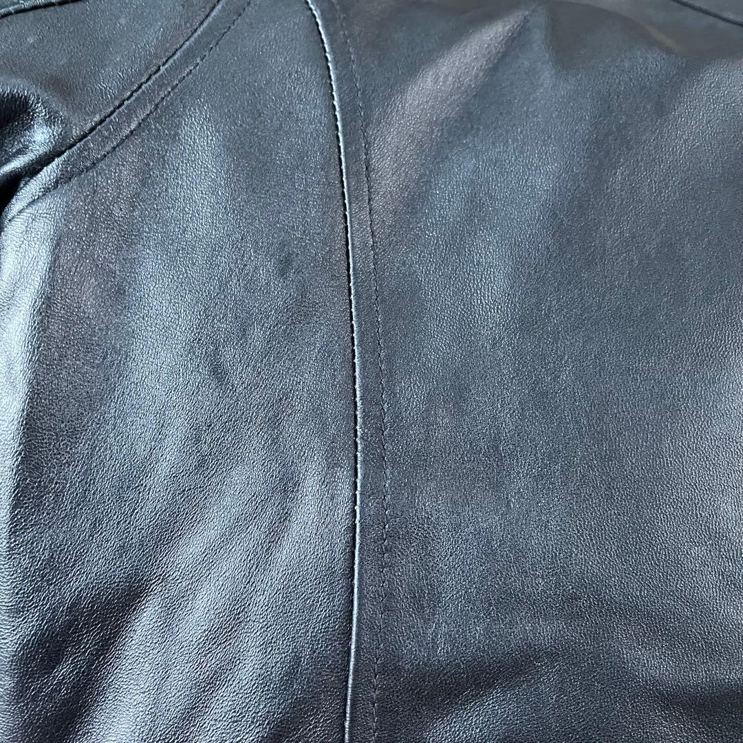 美品☆リューグーレザーズ シングルライダースジャケット 羊革 M〜L ブラック