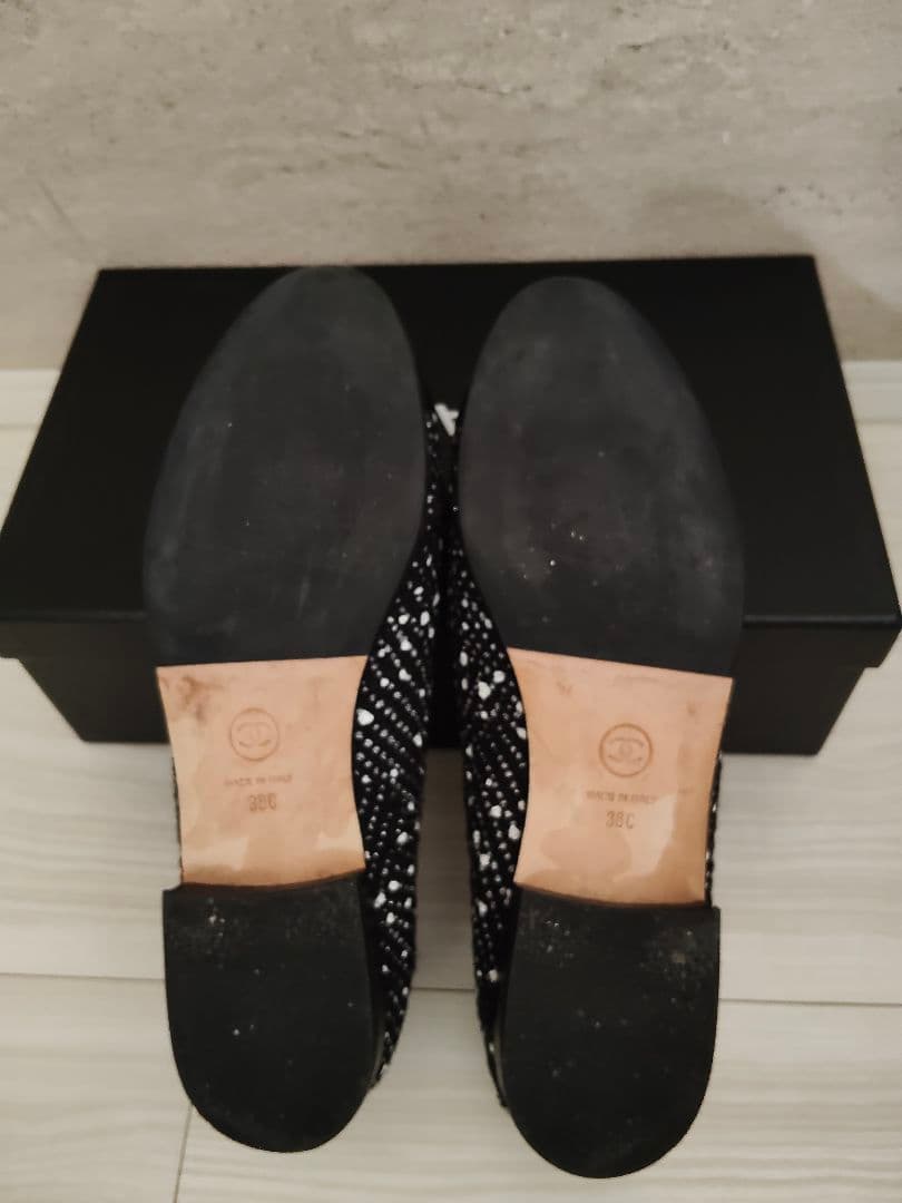 CHANEL シャネル　フラットシューズ バレエシューズ　ツイード　ブラック