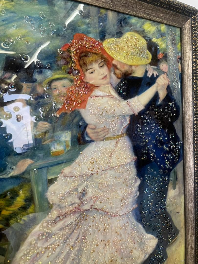 ルノワール　ブージヴァルのダンス　水晶絵　絵画　額縁　アート　壁掛け　名画　額絵