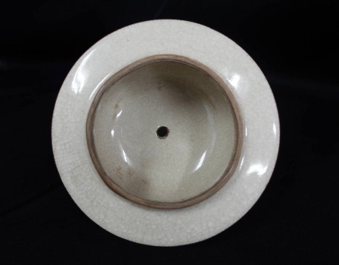 薩摩焼 金襴手　百人一首模様　蓋つき　沈香壺　大飾壺　花入れ