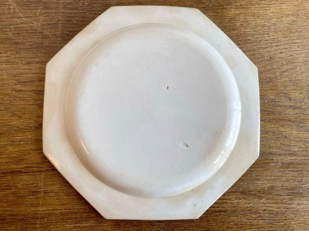 初期クレイユ　オクトゴナルプレート　ファイアンスフィーヌ　フランスアンティーク