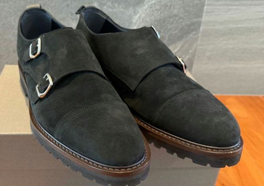 極美品　WH ダブルエイチ ダブルモンクシューズ　黒