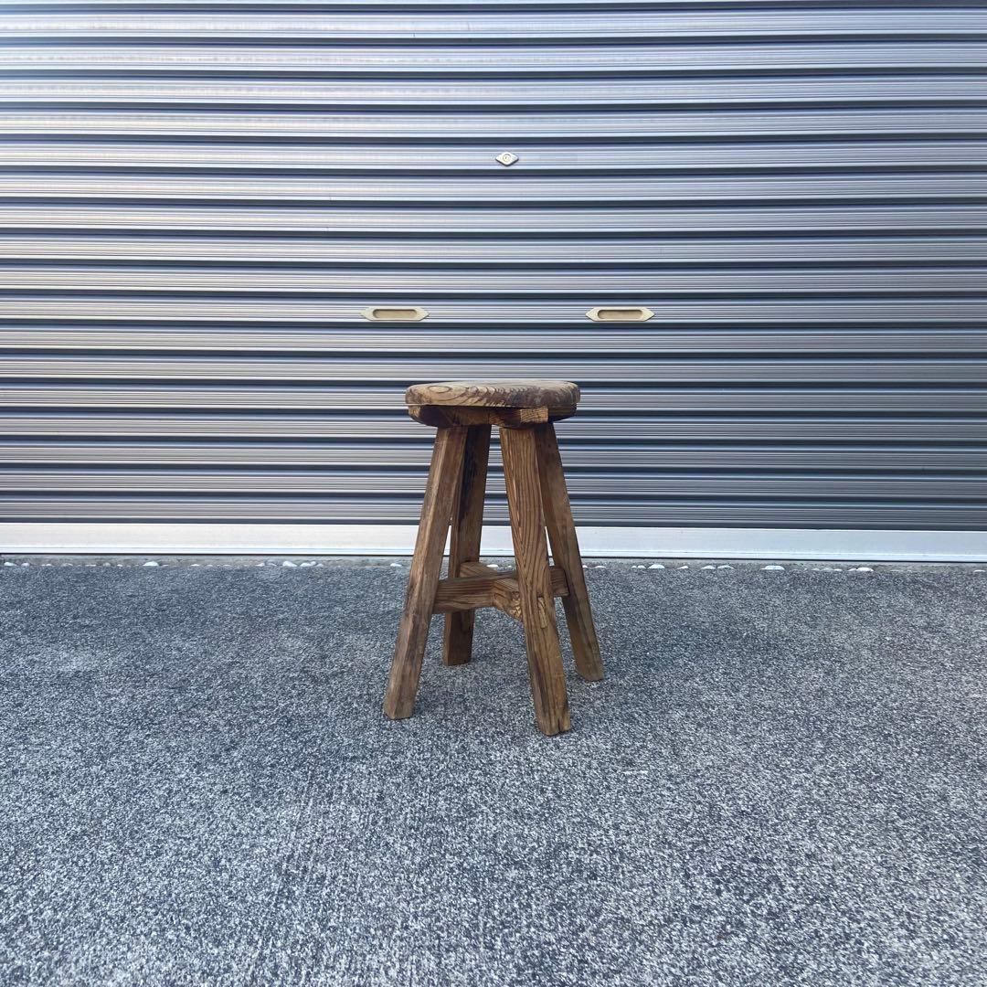 木製椅子　アンティーク　丸椅子　レトロ　スツール