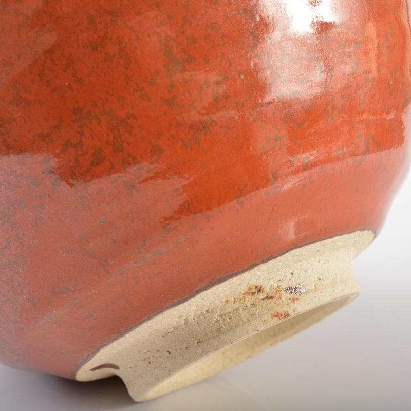 板谷波山作　辰砂茶碗　銘「寒山路」　仕覆付　共布　淡々斎極め箱　D　R6184