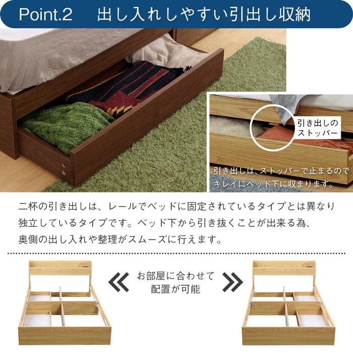 【R】シングル　マットレスなし【収納あり】 送料込み！【ウォールナット】