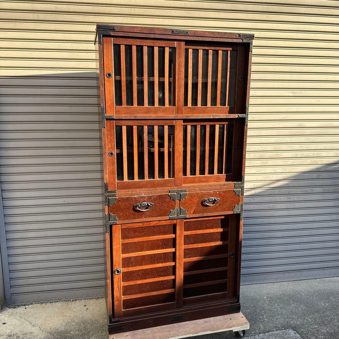 大川家具 ノダ工芸 けやき民芸 器棚 食器棚 高さ約180cm