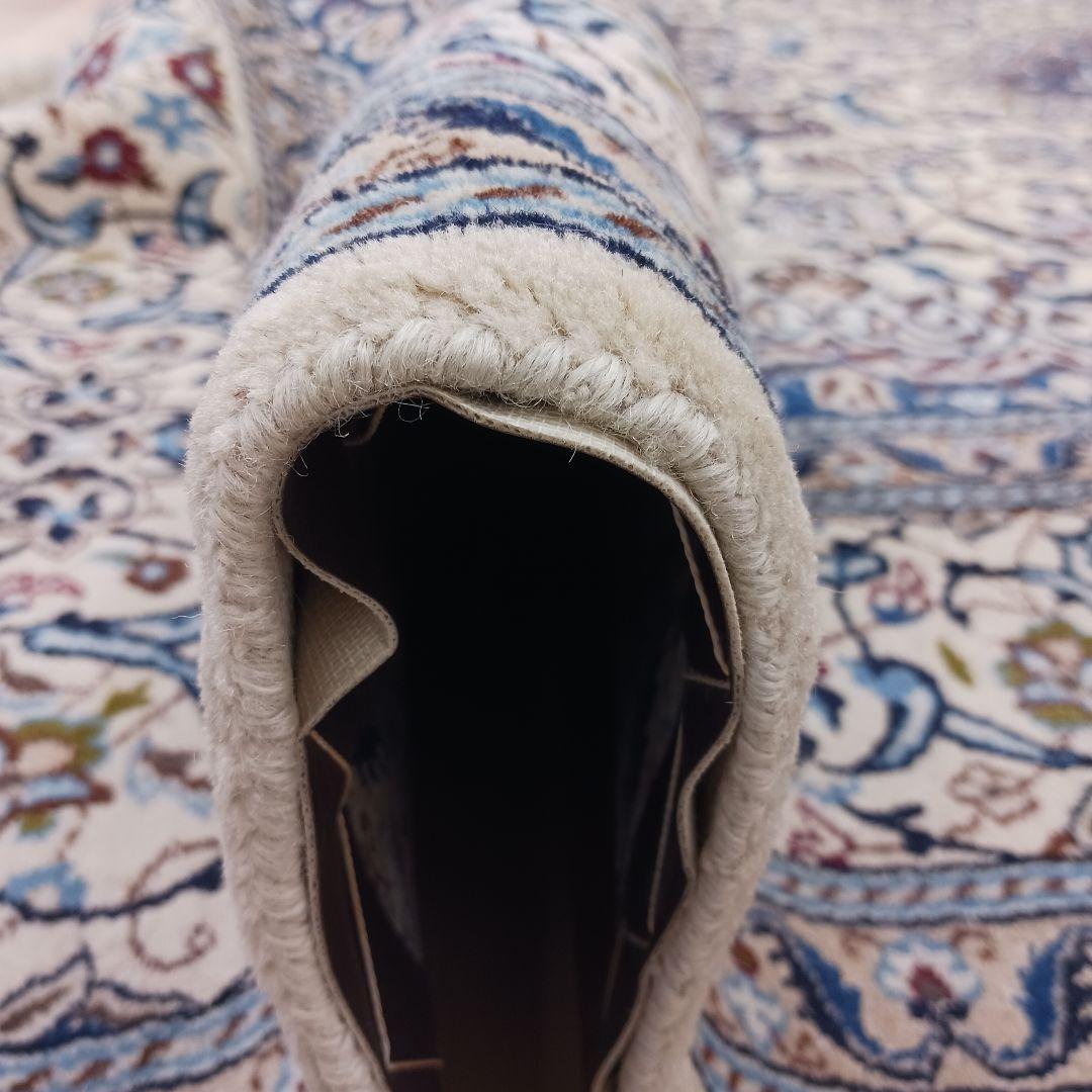 Y3176 高級ペルシャ絨毯 イラン ナイン産 ウール 手織り 大判 3m越え