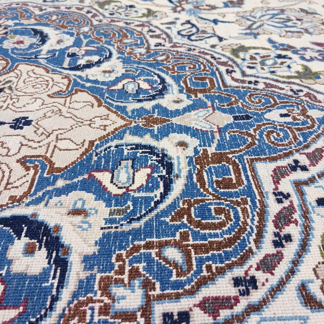 Y3176 高級ペルシャ絨毯 イラン ナイン産 ウール 手織り 大判 3m越え