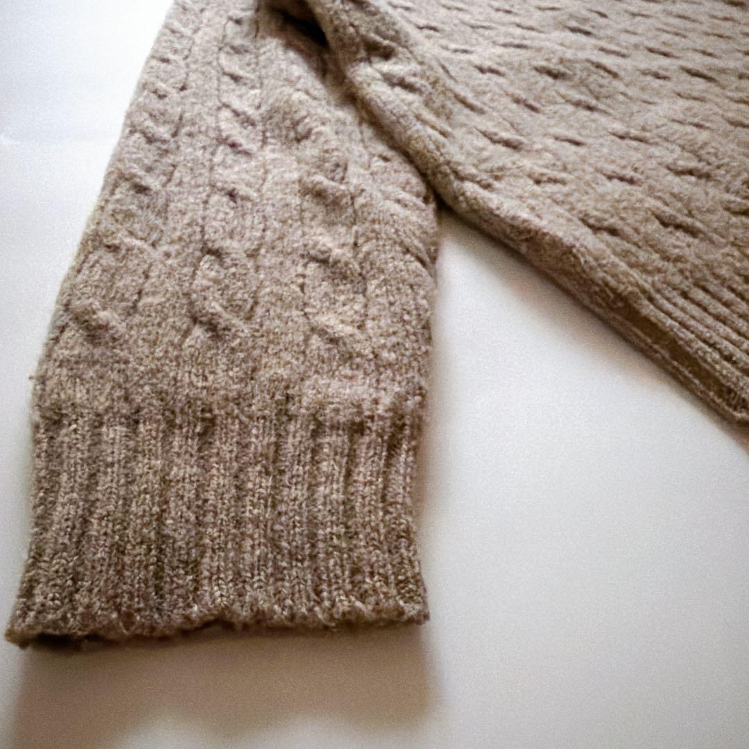 90s ポロバイラルフローレン ウール ケーブルニット ポニー M キャメル