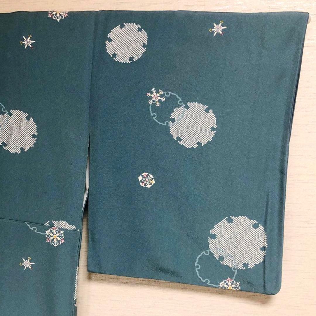 【美品　トールサイズ】小紋　雪　正絹　丹後　京友禅　袷　裄丈71 身丈174
