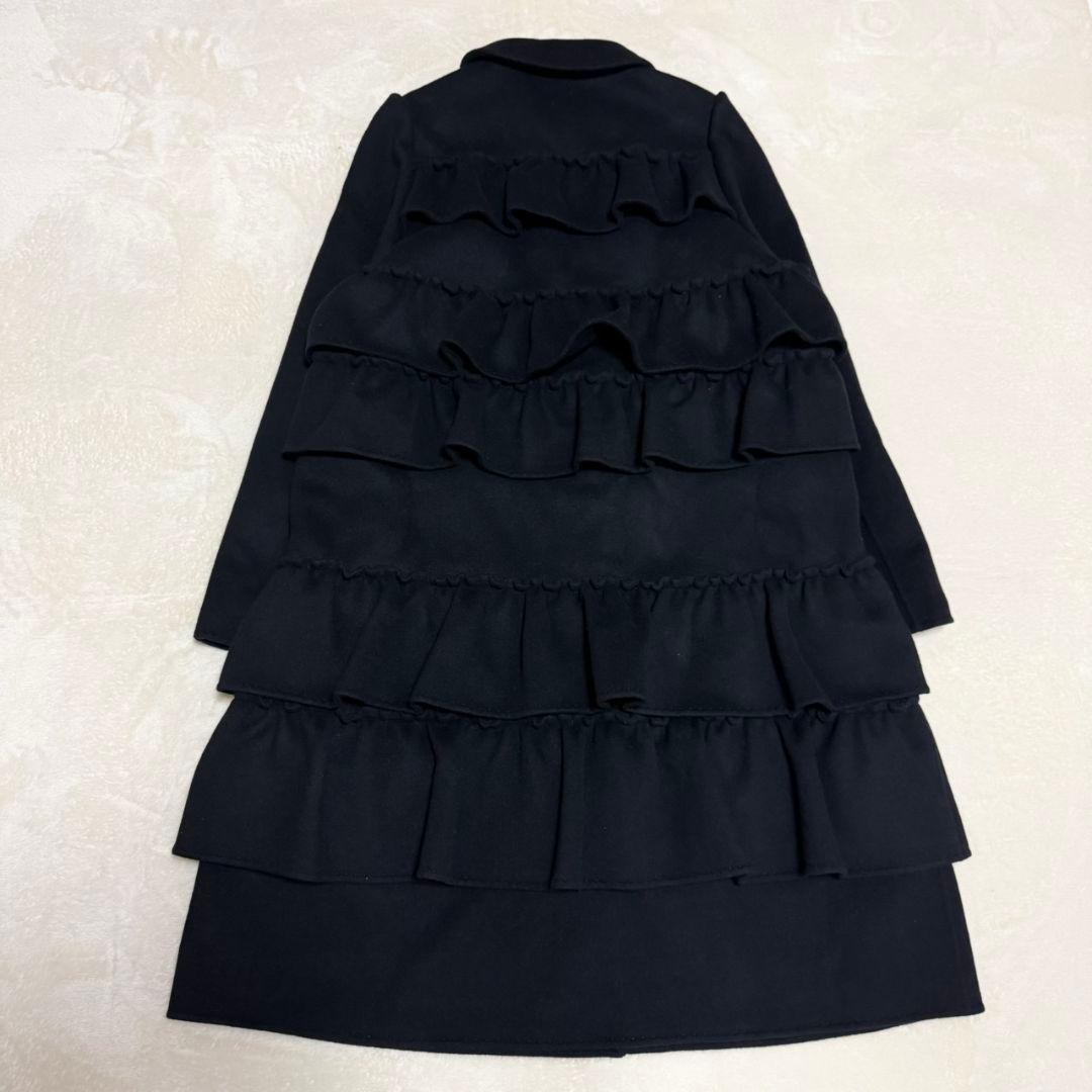 美品 ボーダーズアットバルコニー ラッフルコート フリル SUPER140ウール