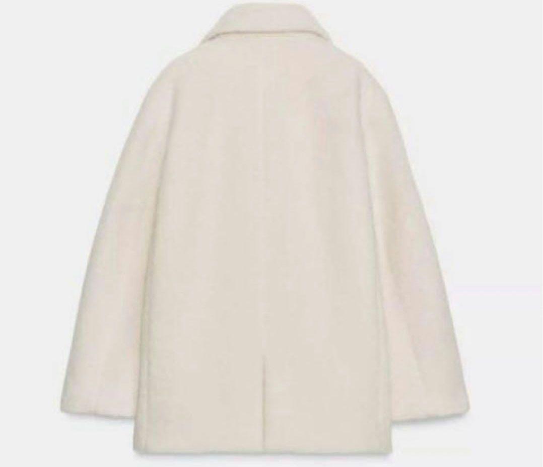 新品未使用 ブークレダブルブレストミディ丈コート ホワイト XS ZARA