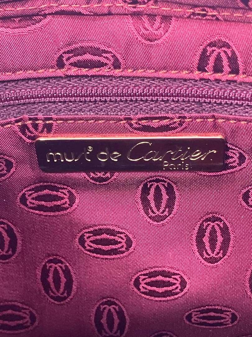 美品！【Cartier】マストライン レザー クラッチ、セカンドバッグ ボルドー