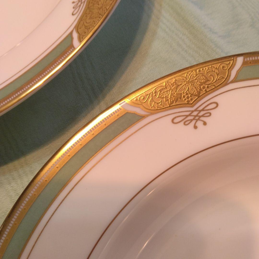 鳴海 皿2種類× 5枚 金色装飾グリーン