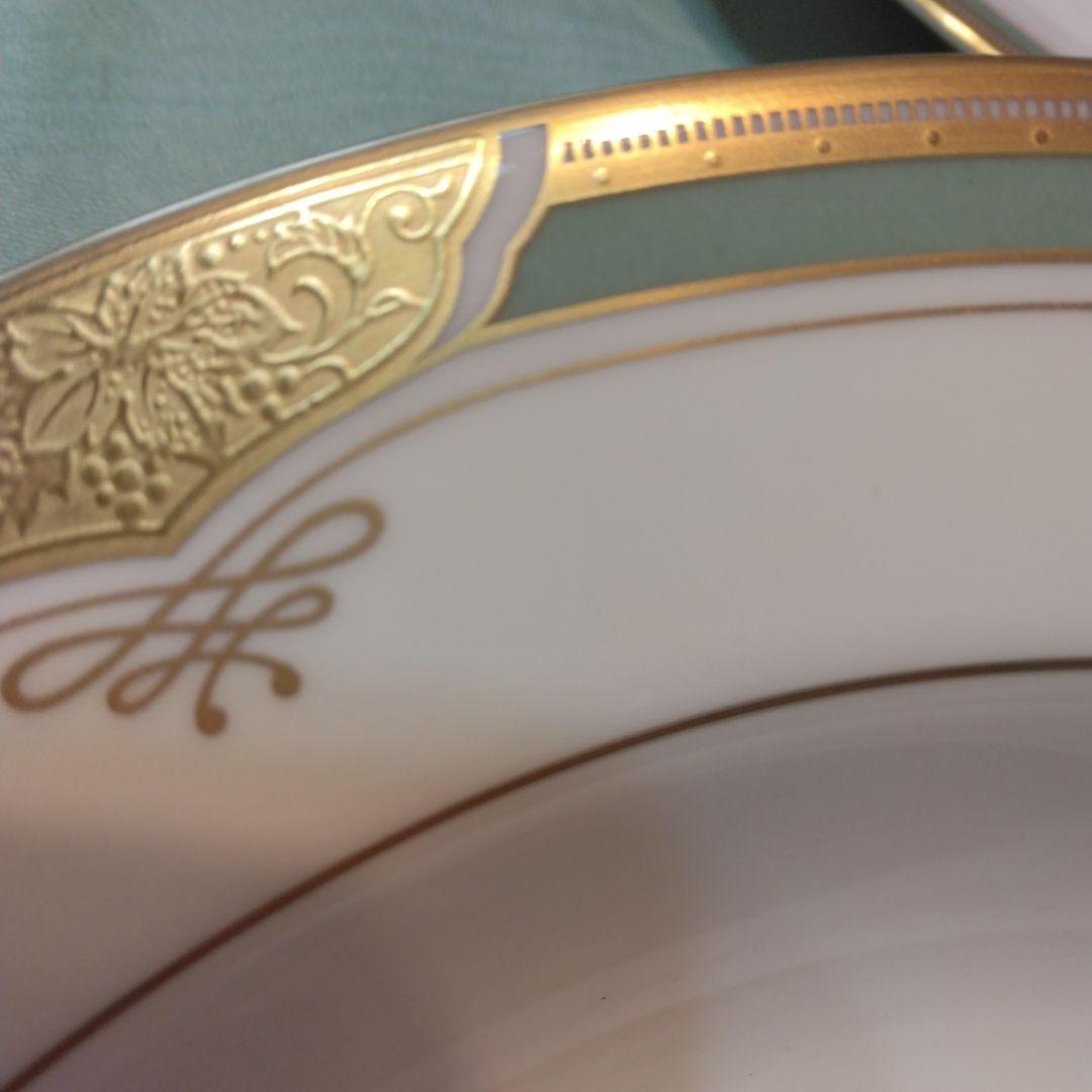 鳴海 皿2種類× 5枚 金色装飾グリーン