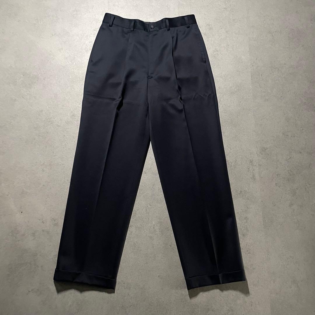 特注【vintage】セットアップ ダブルスーツ カジュアル　光沢　ネイビー