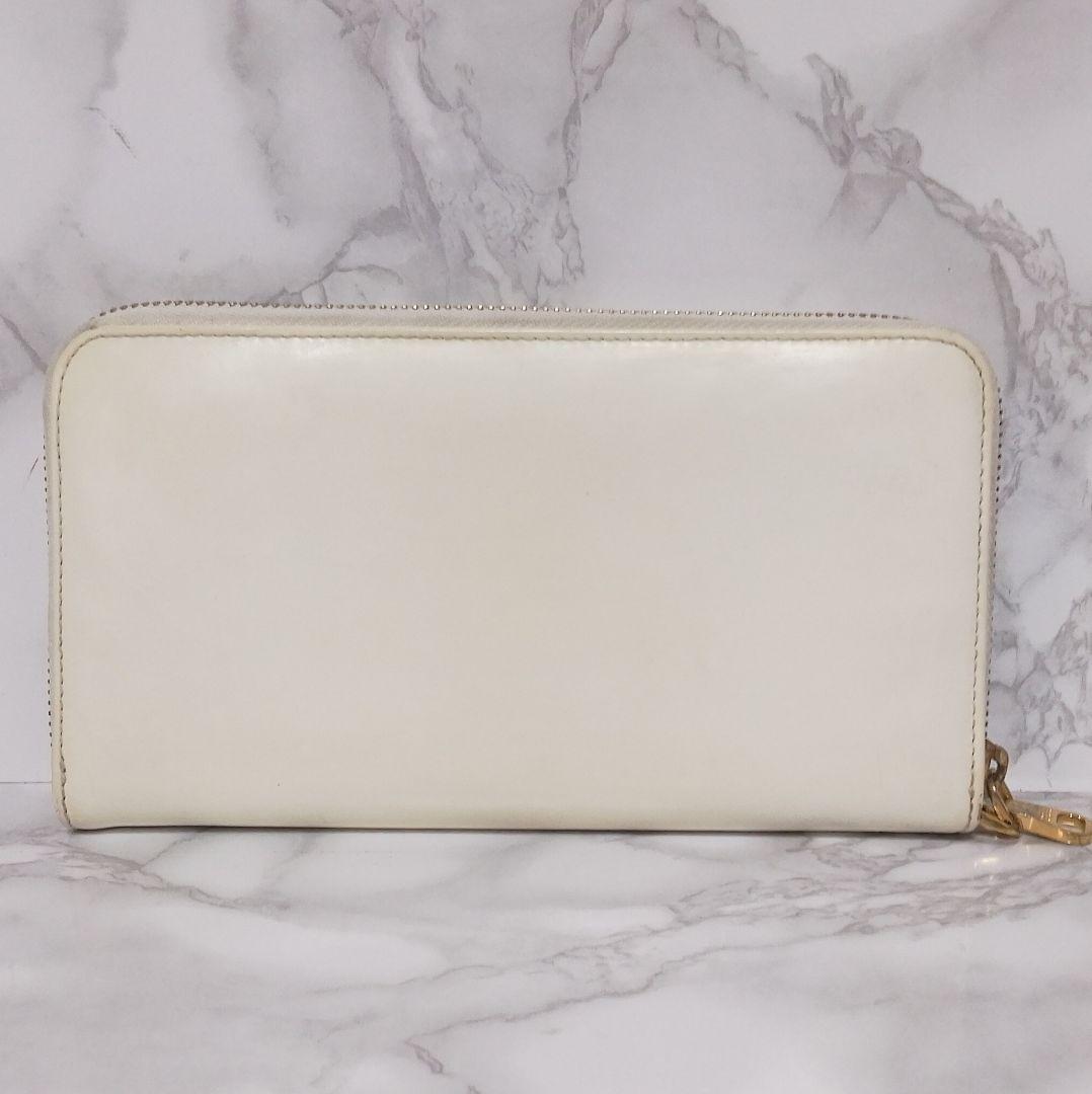 LOEWE 長財布 ラウンドファスナー レザー アイボリー系 上品