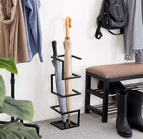 スリムデザイン傘立て，長傘と折りたたみ傘対応，玄関収納に最適，ブラック