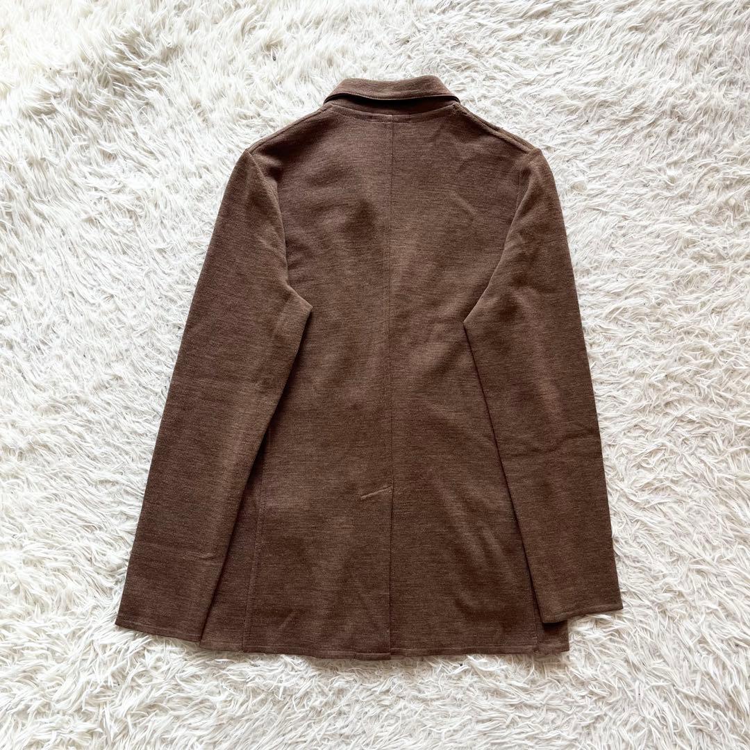 <美品>LARDINI ブラウン ダブル ウール ニットジャケット サイズＭ