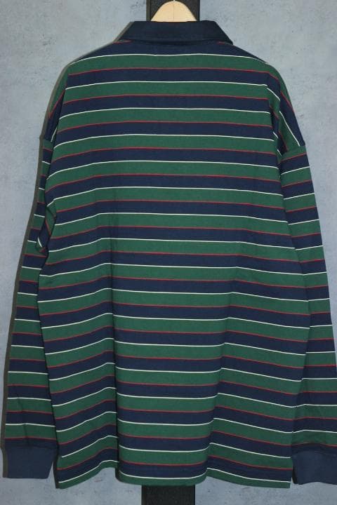 ブルックスブラザーズ × ビオトープ ラガーシャツ L ボーダー柄 グリーン