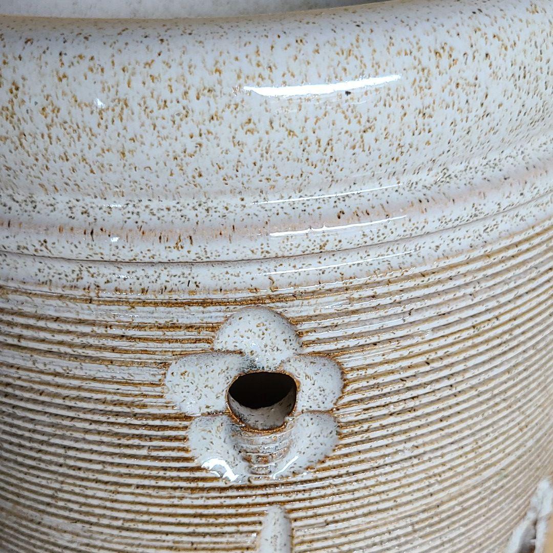 信楽焼傘立て  花紋  高さ４７cm