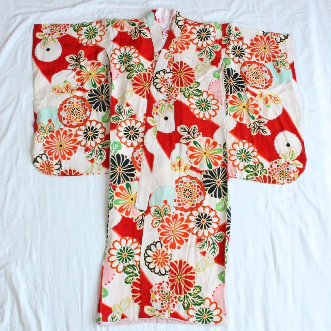 七五三 5歳 7歳 女の子 子供 アンティーク 着物 つくり帯 セット