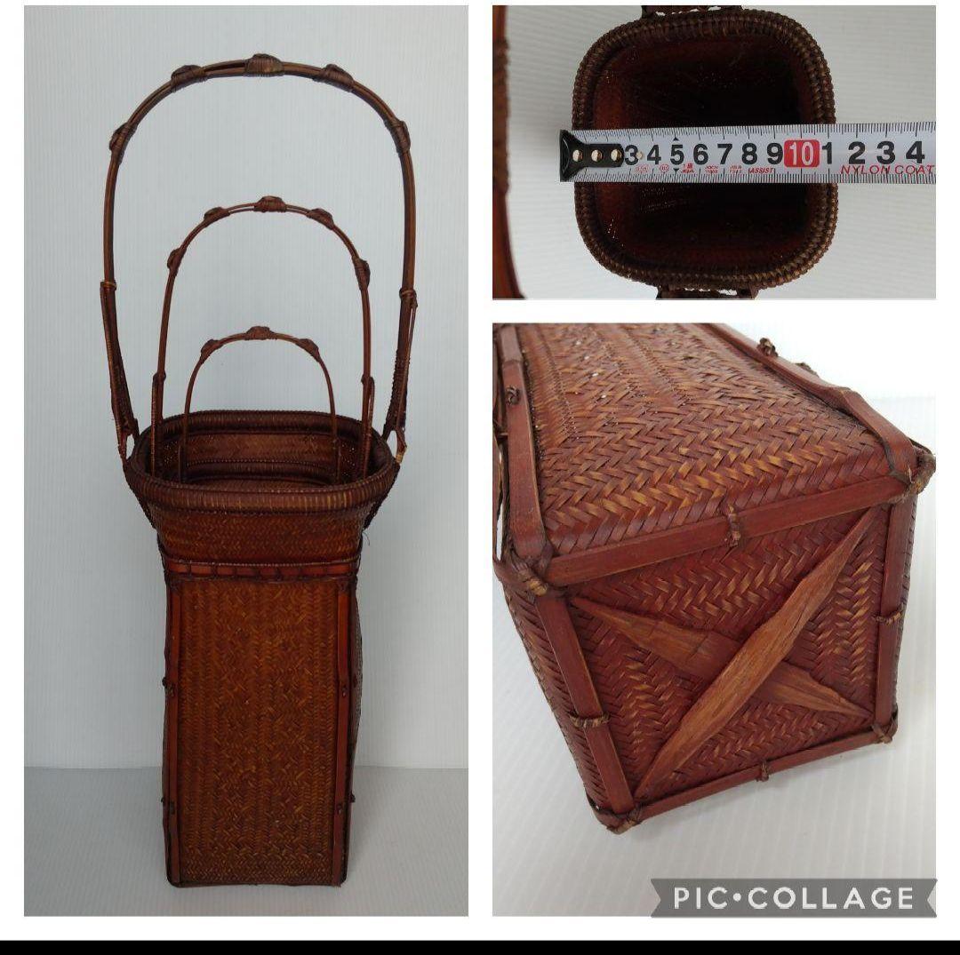 最高級品 茶道具竹 花籠 網代細工