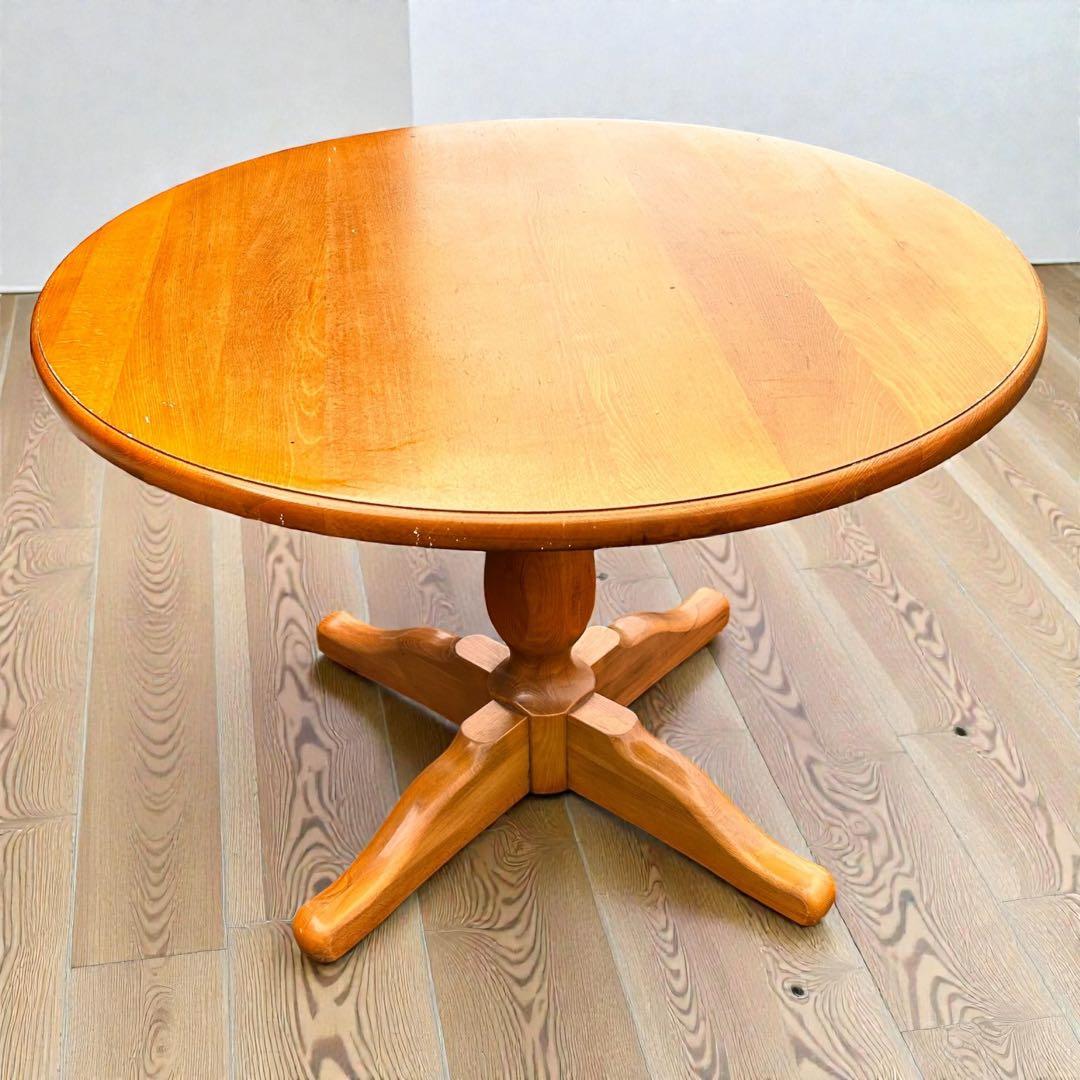 稀少❣️ヴィンテージ品✨柏木工 ダイニングテーブル 円卓 100cm 天然木 無垢