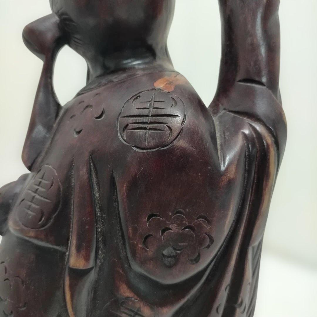 木彫り彫刻 福禄寿 置物 七福神 縁起物 和風 床の間 飾り 260115-2T