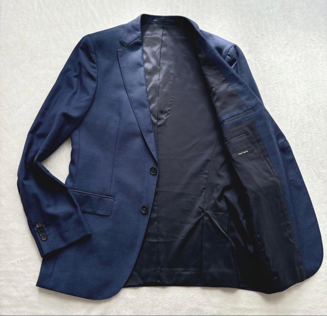 【美品】ヒューゴボス　スリーピーススーツ　ブルー系　ストレッチ性　メンズ　紳士服