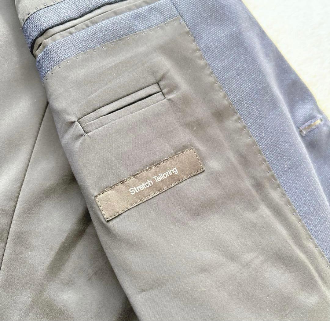 【美品】ヒューゴボス　スリーピーススーツ　ブルー系　ストレッチ性　メンズ　紳士服