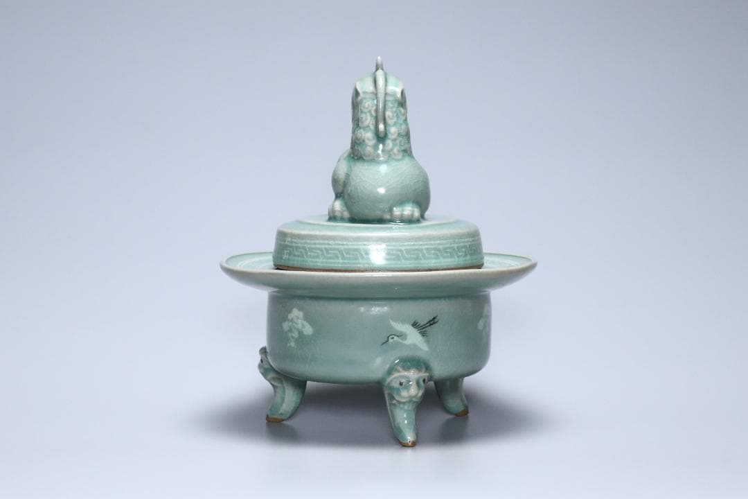 高麗青磁　柳海剛(根瀅) 造　龍型香炉　朝鮮古美術／骨董品【正一古美術】