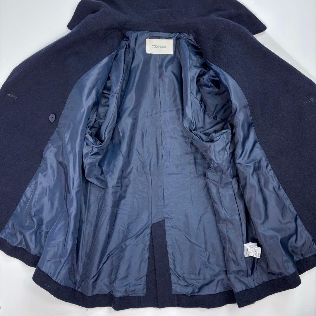 ココディール アルパカ混ウール ピーコート ダブルブレスト オーバーサイズ 紺