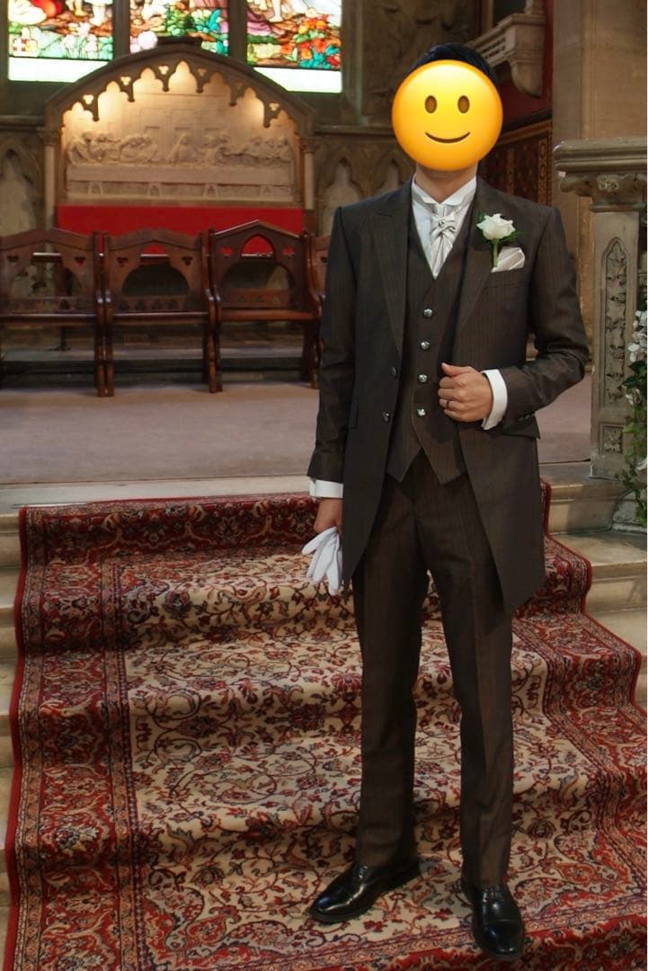 【美品】結婚式　メンズ　タキシード(ブラウン)、上下＋ベスト3点　小物セット無し