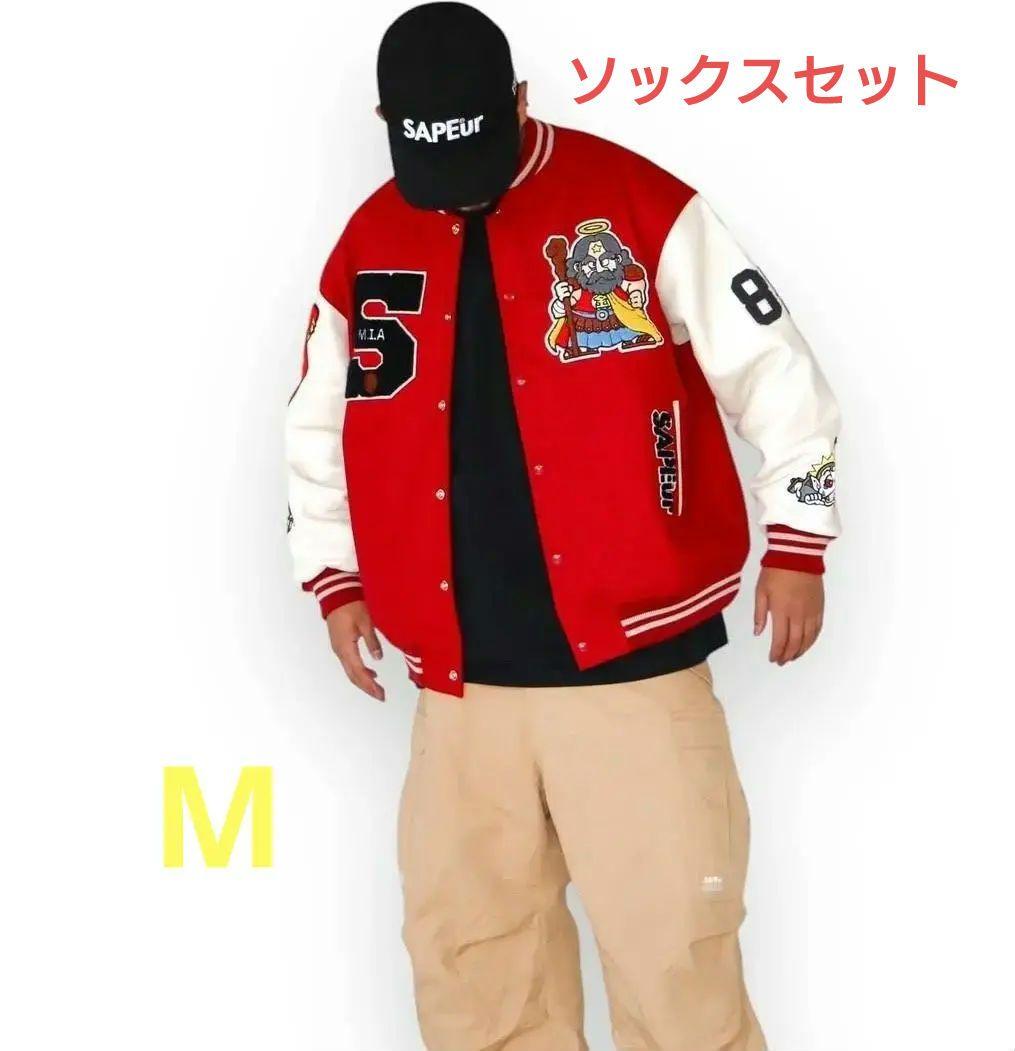 SAPEur サプール　ビックリマンスタジャン 赤M 新品ソックスセット