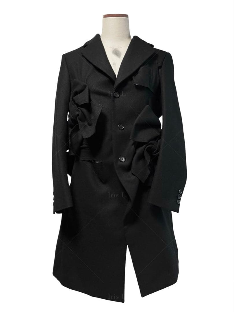 AD2013 コムデギャルソン 立体リボン装飾 ウール ロングコート