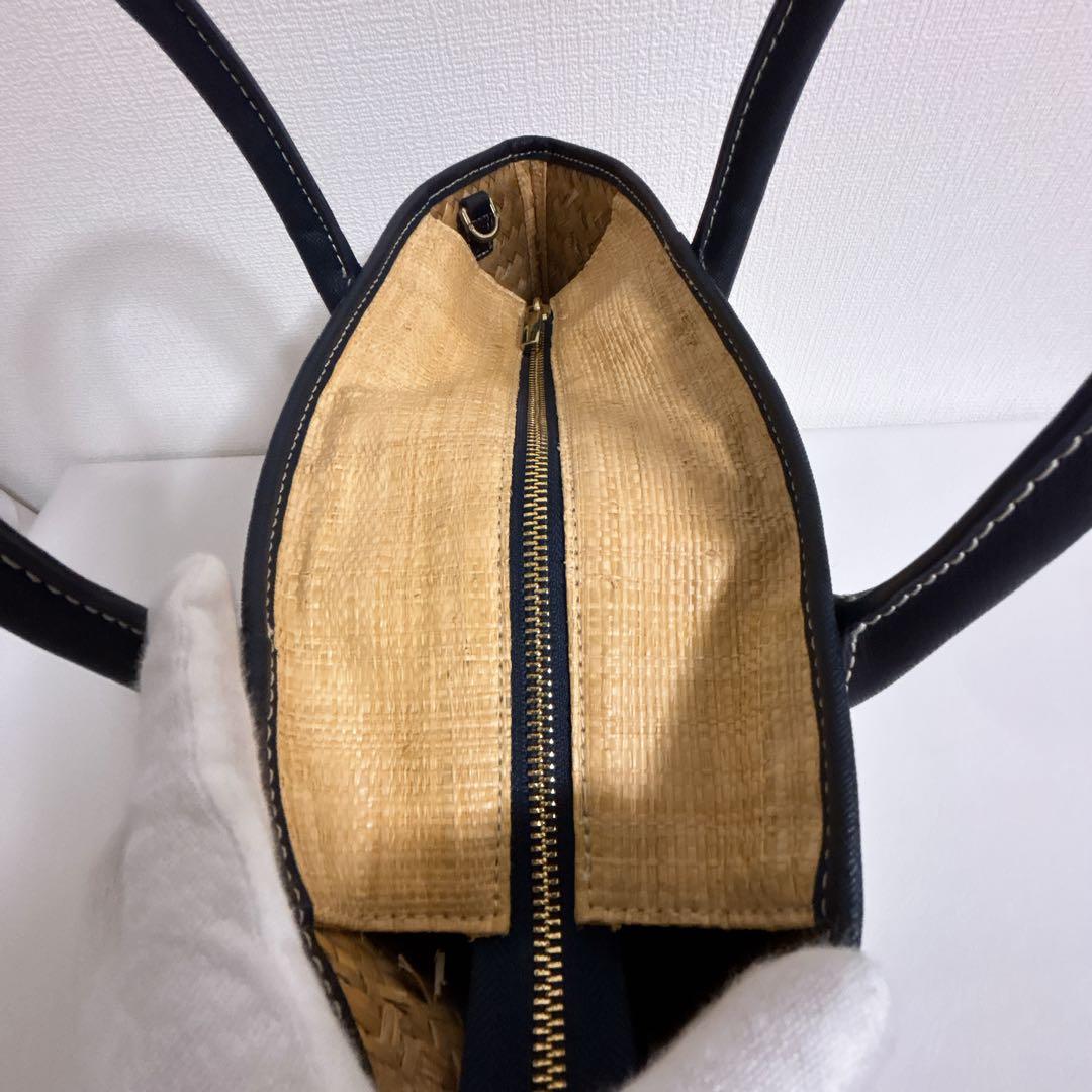 Tory Burch ストライプ かごバッグ　ネイビー