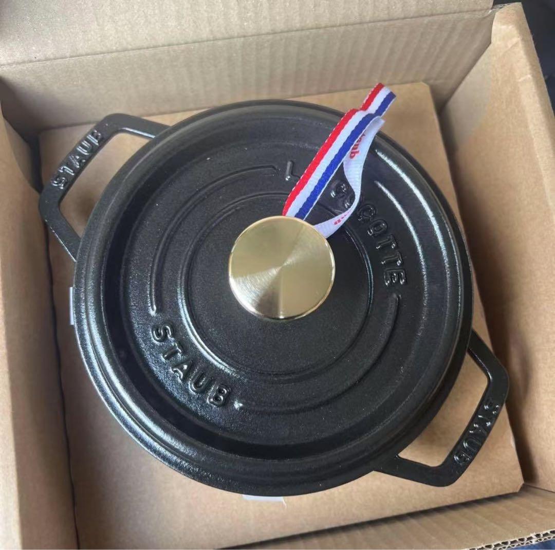 ✳︎生涯保証✳︎新品 ストウブ 鍋 両手鍋 ラウンド 16cm 黒 staub