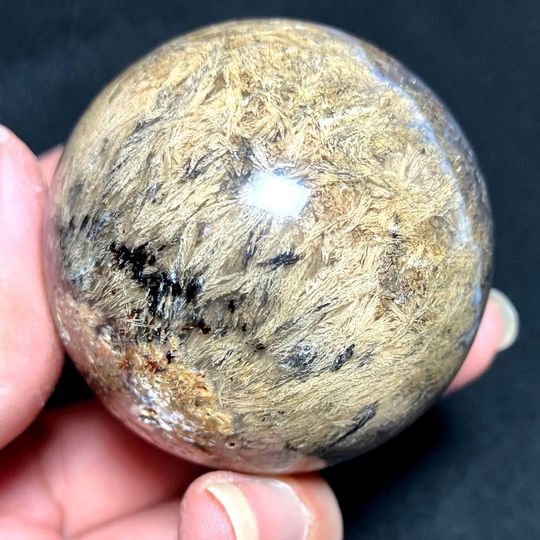 50mm ゴールドルチルクォーツ　丸玉　スフィア　金針水晶