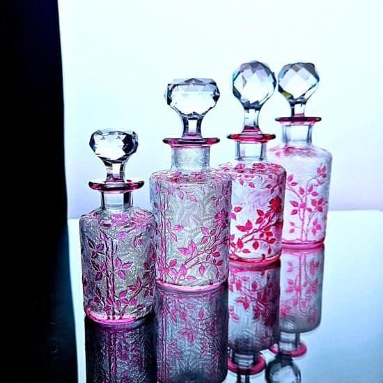 花のオールドバカラ エグランチエの香水瓶#59【1916年カタログ】ピンク