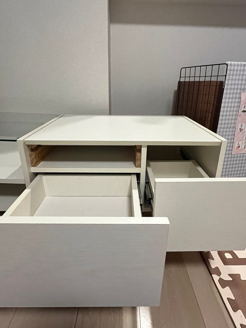 ロウヤ　ホワイト木製ガラス収納　ドレッサー