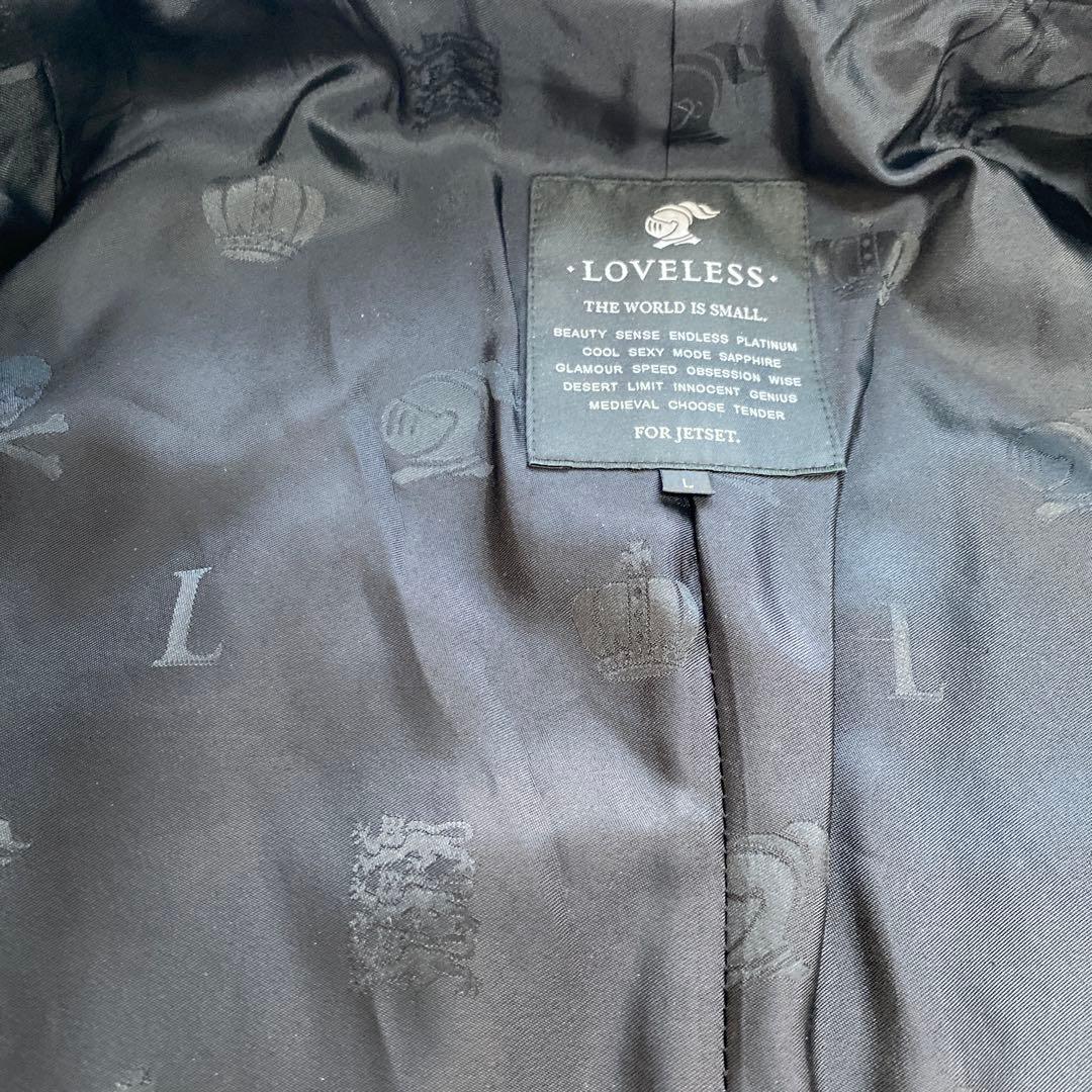 極美品　LOVELLESS ラブレス　ブラック　ピーコート　L スカル　刺繍　黒