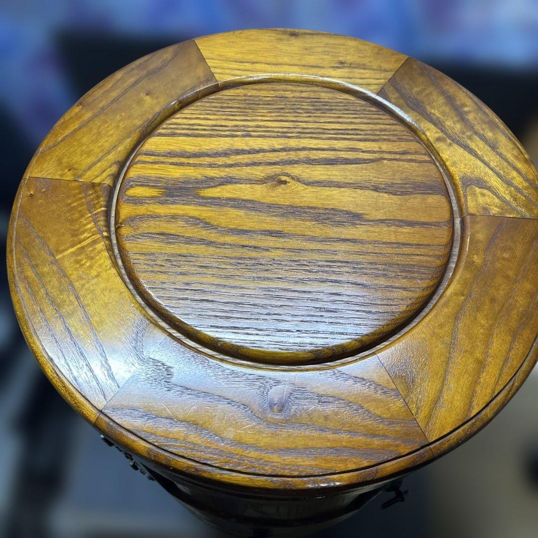 レトロ木製丸型スツール　アンティーク　花台　　椅子