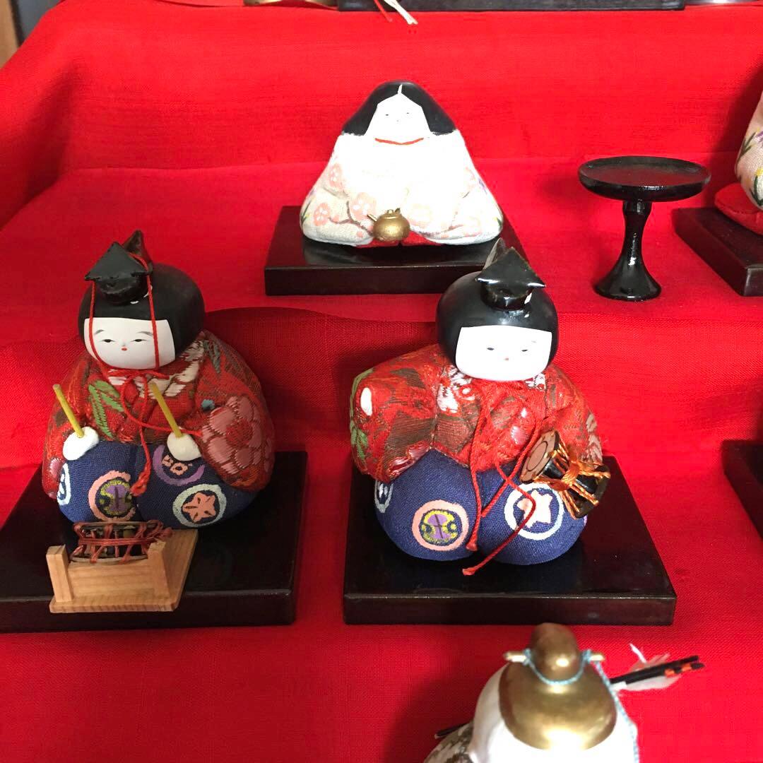アンティーク　吉野雛　5段段飾り雛道具　唐草牡丹蒔絵【御膳　菱台　三宝　花入錫】