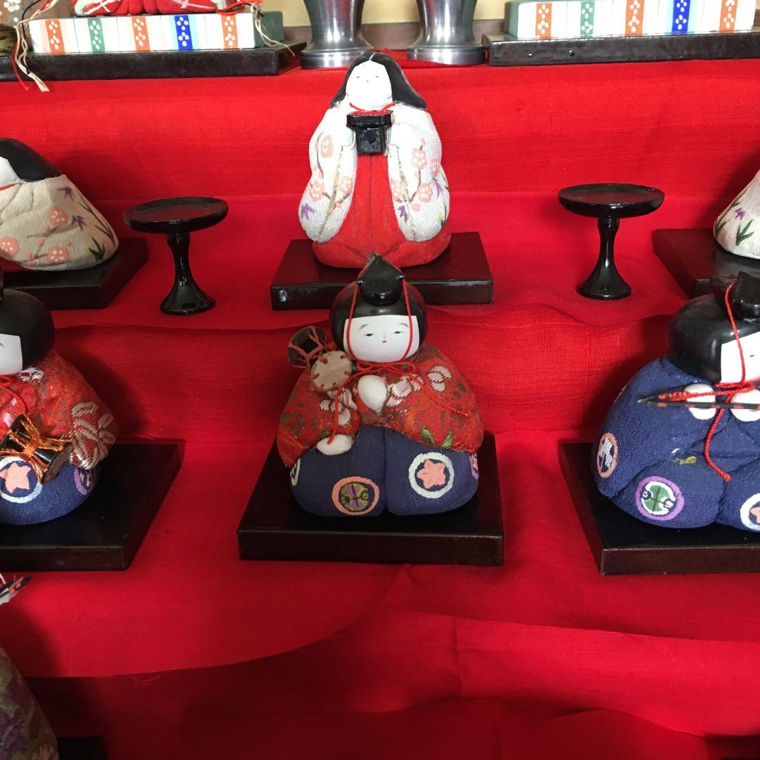 アンティーク　吉野雛　5段段飾り雛道具　唐草牡丹蒔絵【御膳　菱台　三宝　花入錫】