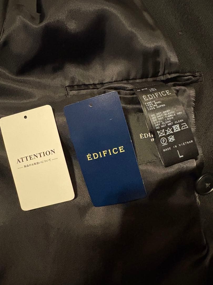 ★人気・美品★ EDIFICE オーバー コート 黒 L Macintosh 風