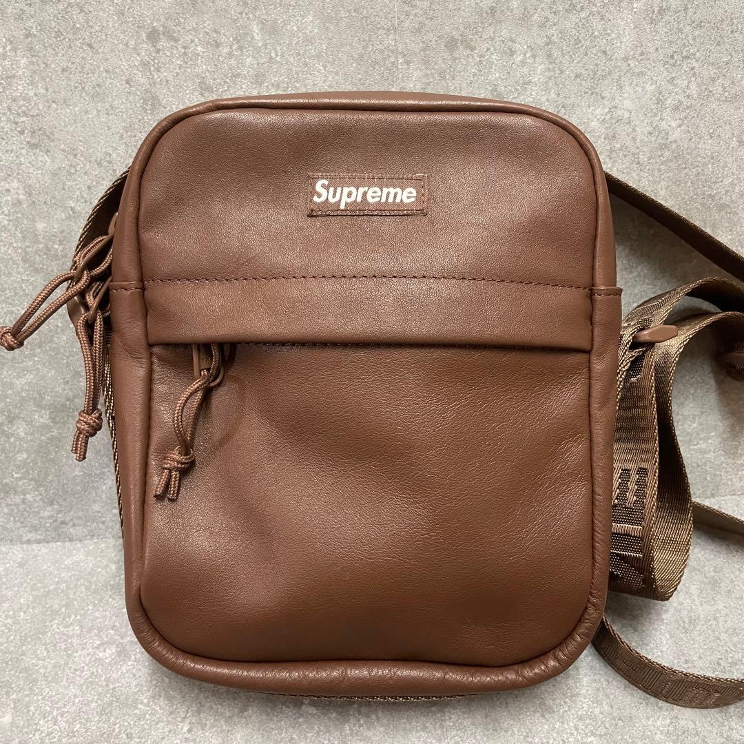 【美品】supreme シュプリーム レザー ショルダーバッグ ブラウン